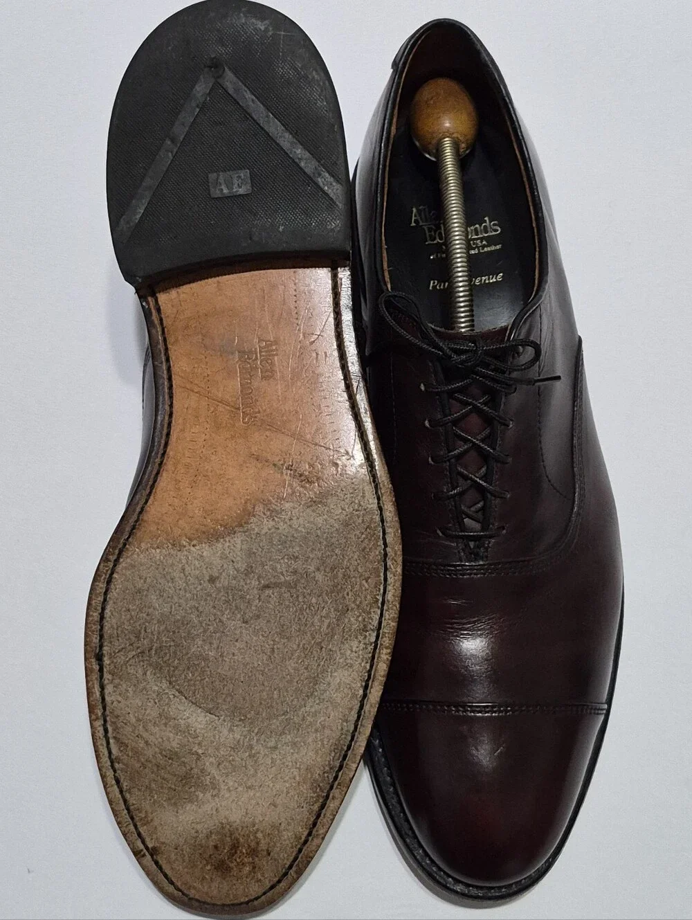Allen Edmonds Park Avenue Cap-Toe Oxford Shoes Size 11.5 D. Burgundy.